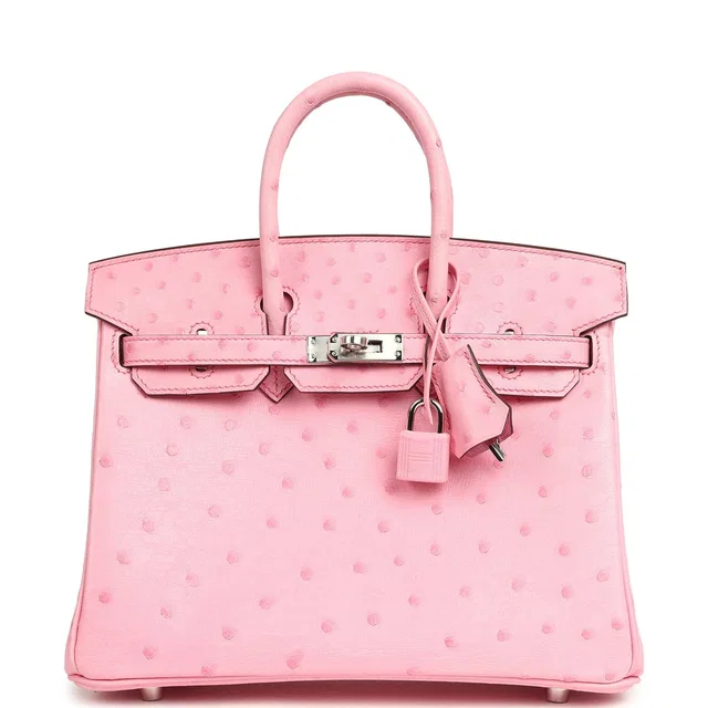Hermès Birkin 25 Bubblegum Ostrich Boreal Palladium Hardware in Ostrich from Madison Avenue Couture