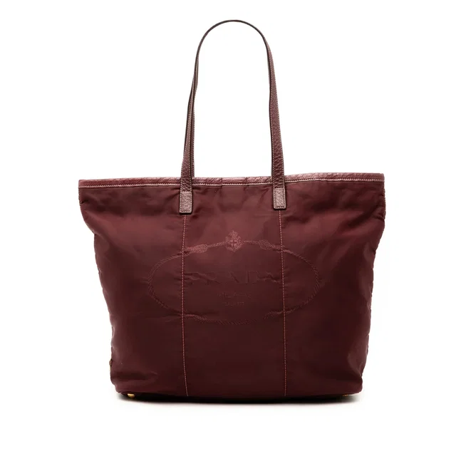 Red Prada Tessuto Canapa Logo Tote in Red Nylon from Designer Revival