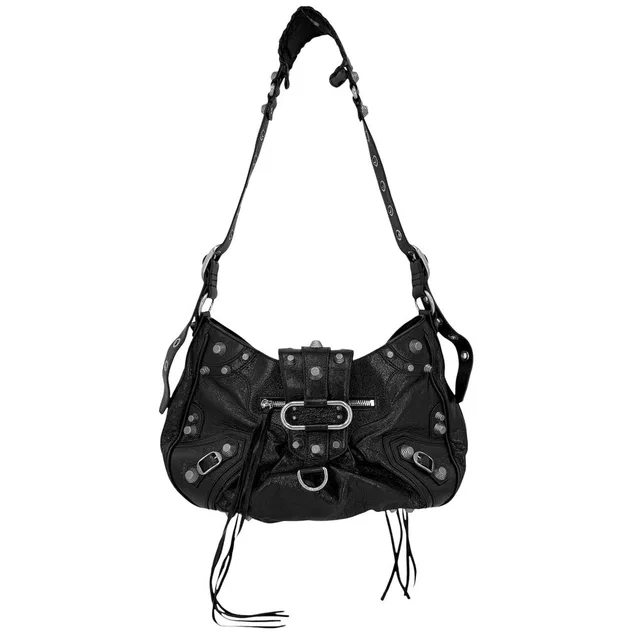 Balenciaga Shoulder Bag Neo Cagole Crossbody Leather Black Silver in Black Leather from The Reluxe