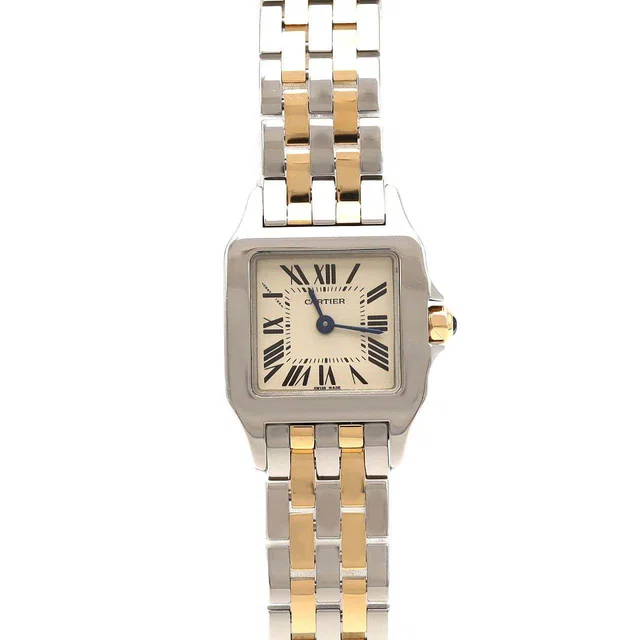 Cartier Santos Demoiselle SM Stainless Steel x Yellow Gold Watch in Yellow from LuxUness