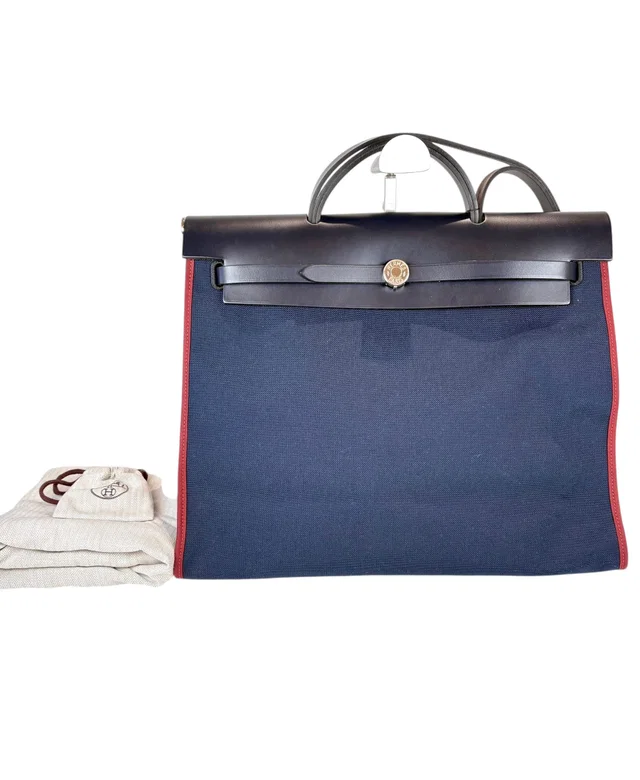 Hermès Herbag Zip 39 Navy with Red Trim Bag in Red from Luxury Promise