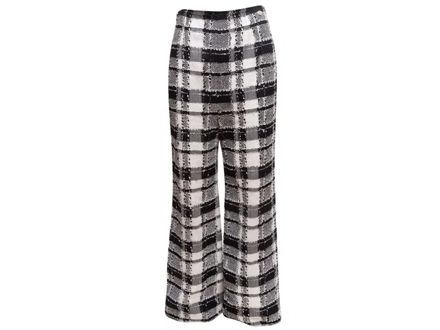 Black & White Chanel Embellished Plaid Tweed Trousers Size FR 38 in Black Tweed from Designer Revival