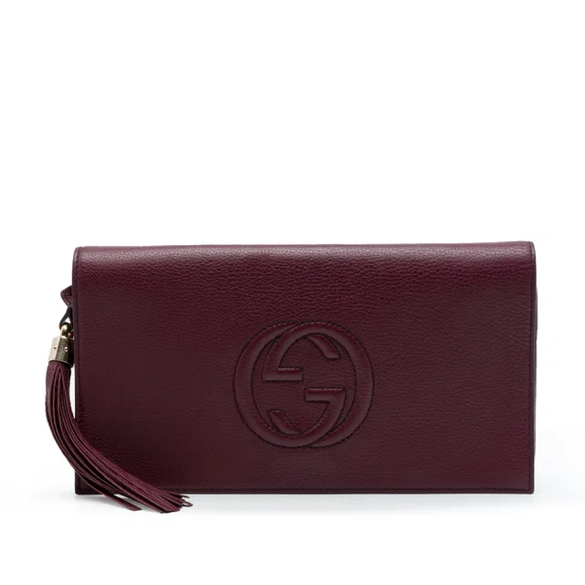 Red Gucci Calfskin Soho Disco Clutch in Red Calfskin from Designer Revival