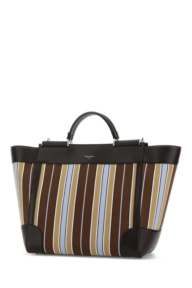 Dolce & Gabbana Striped Canvas Top Handle Bag — Black in Black Canvas from HEWI, photo 2 of 2
