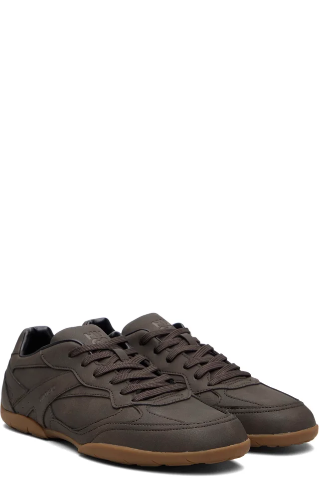 Hugo Brown Stacked Logo Faux-Leather Sneakers, photo 4 of 5 from SSENSE