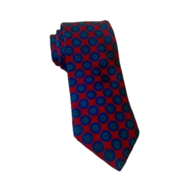 Givenchy Monsieur Silk Neck Tie Red Blue Green Circle Print Italy 3.5" W 58" L in blue|red Silk from Poshmark, photo 1 of 1