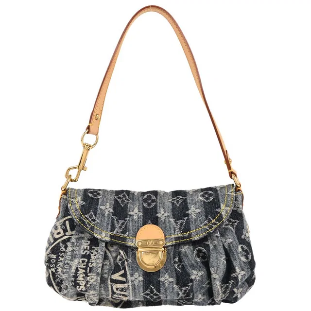 Louis Vuitton 2006 Blue Monogram Denim Mini Pleaty Raye Handbag M95333 in Blue Denim from AMORE Vintage Tokyo
