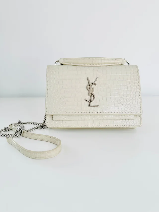 Saint Laurent Croc Embossed Leather Sunset Wallet On Chain in Crocodile from Edit Second Hand