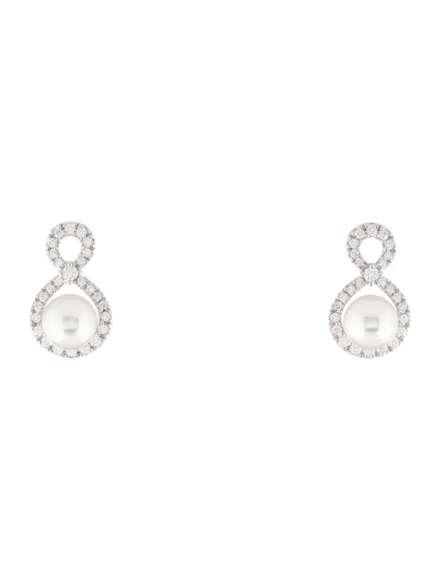 Mikimoto 18K Pearl & Diamond Ruyi Drop Earrings in multicolor from The RealReal