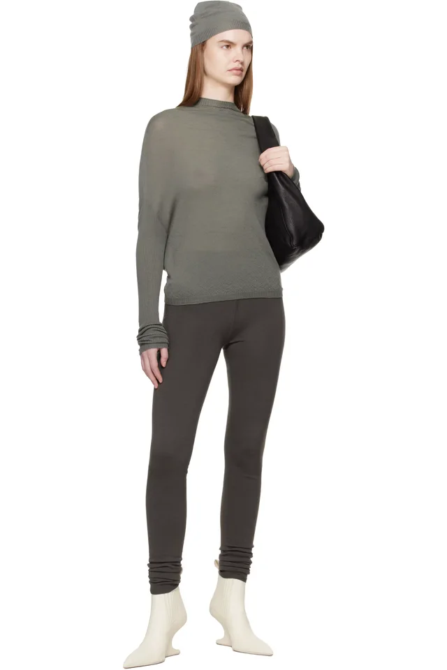 Rick Owens Khaki Temple Crater Knit Sweater, photo 4 of 4 from SSENSE
