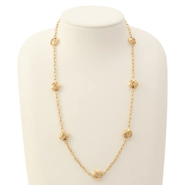 Cartier 18K Pasha Grid 9 Motif Necklace Gold in Gold from VINTAGE QOO TOKYO