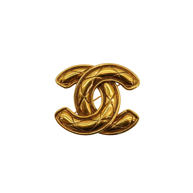 Chanel Vintage Cocomark Brooch Matelasse Gold Accessory in Gold from Luxury Promise