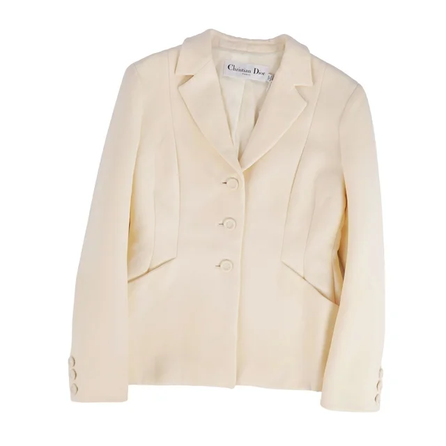 Dior Tailored Jacket Bar Blazer Wool Silk Ivory US 6 in White Silk from The Reluxe