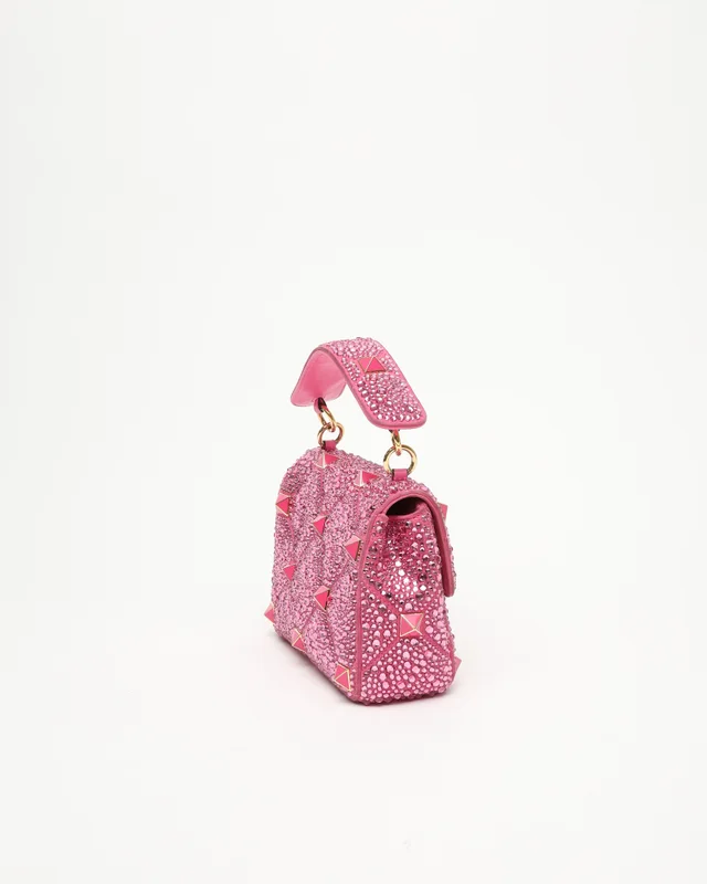 Valentino Garavani Medium Crystal Embellished Roman Stud Bag in Suede from A Retro Tale, photo 5 of 10