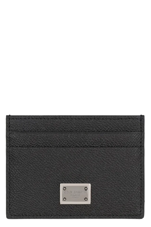 Dolce & Gabbana Pebbled Calfskin Card Case — Black Wallets Cardholders in Black Calfskin from HEWI