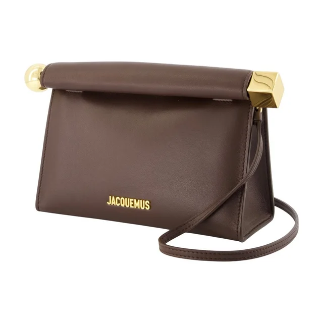 Jacquemus Le Sac Rond Carré Shoulder Bag — Brown Lambskin in Brown Lambskin from HEWI, photo 2 of 2