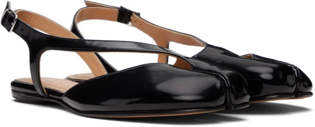 Maison Margiela Black Tabi Slingback Ballerina Flats, photo 4 of 8 from SSENSE