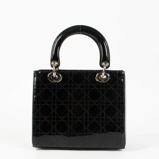 Flat Cannage Medium Lady Dior Bag in Black Patent leather from Labellov, photo 6 of 8