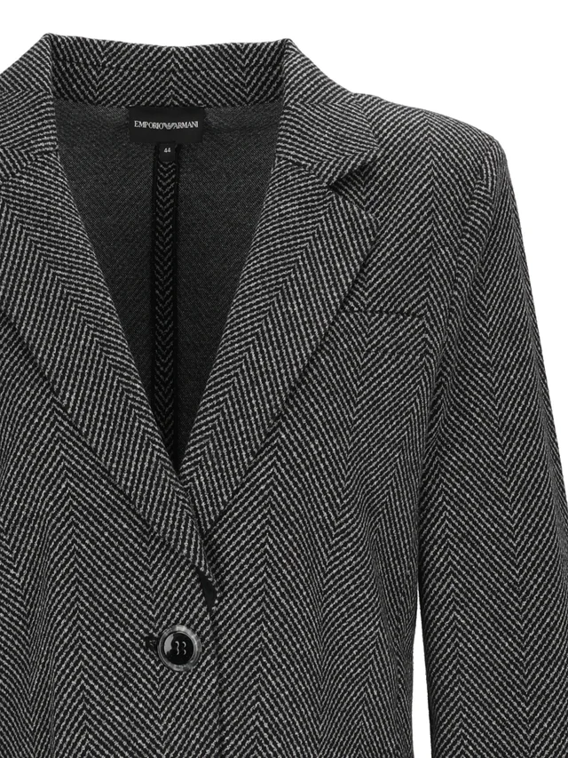 Emporio Armani Herringbone Jacquard Single-Breasted Blazer, photo 4 of 4 from SENSER