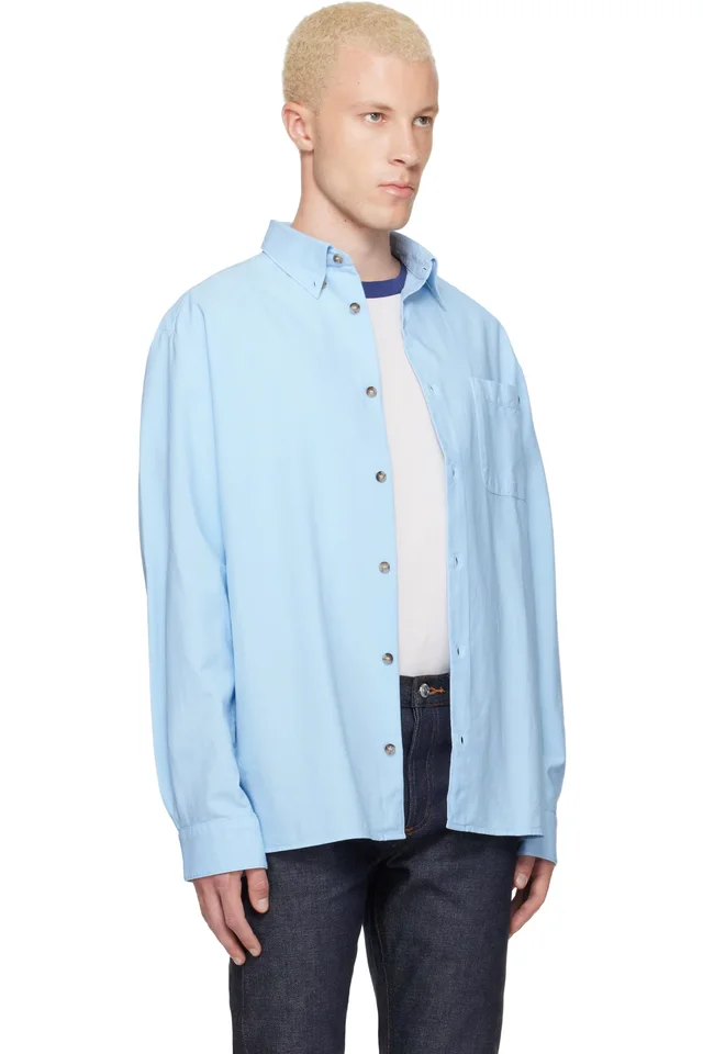 A.P.C. Blue Mateo Logo Shirt, photo 2 of 2 from SSENSE