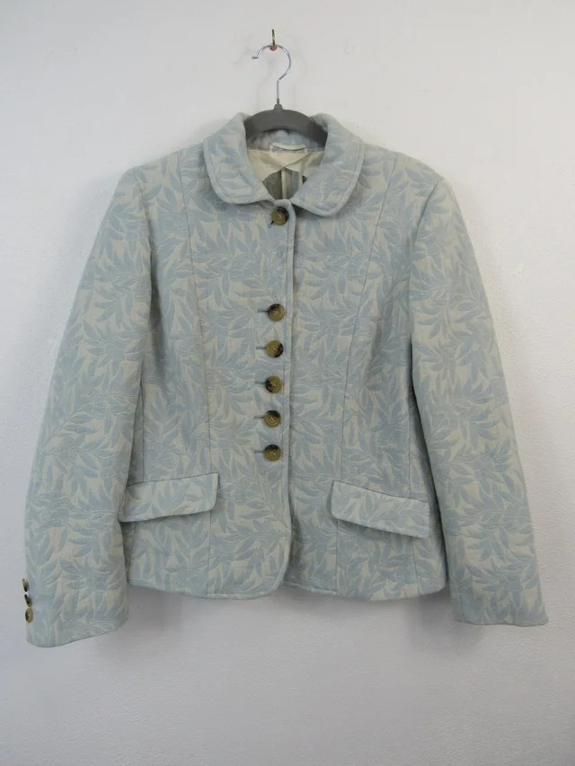 Weekend Max Mara Size 12 Light Blue Jacquard Floral Blazer Jacket Wool Silk in blue|white Silk from Poshmark