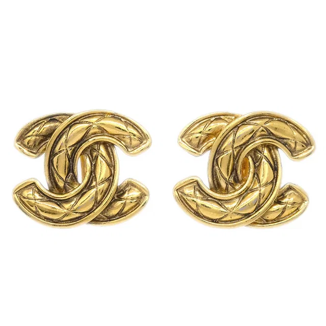 Chanel Gold CC Earrings Clip-On 2459 in Gold from AMORE Vintage Tokyo