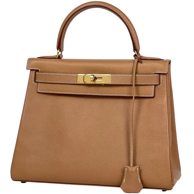 Hermès Kelly 28 Retourne 2-Way Handbag Courchevel Natural in Beige from The Reluxe