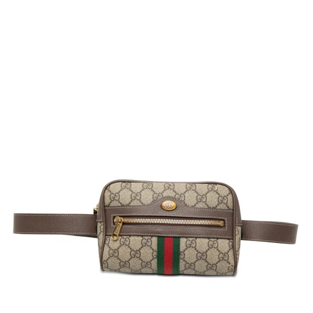 Beige Gucci Small GG Supreme Web Ophidia Belt Bag in Beige Coated canvas from Designer Revival