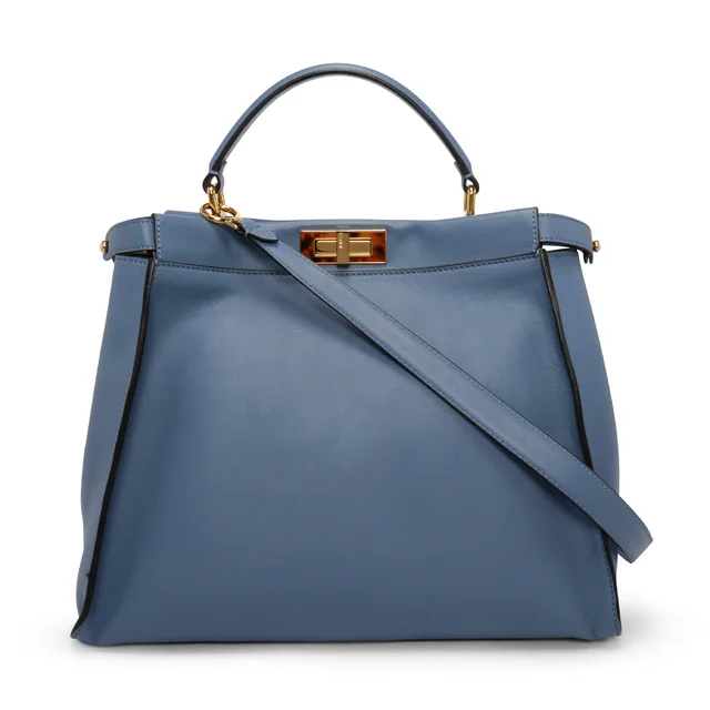 Fendi Large Peekaboo Bag in Light Blue & Tortoiseshell Calfskin from Blue Spinach