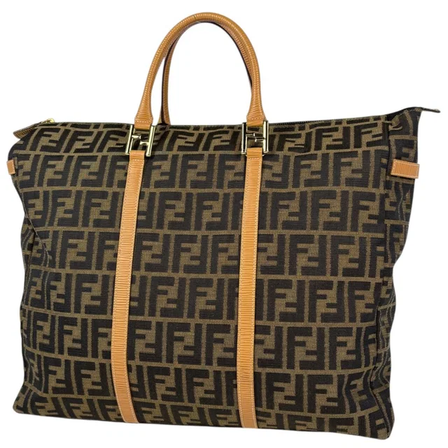 Fendi Handbag Zucca Pattern Tote Canvas Brown in Brown Canvas from The Reluxe