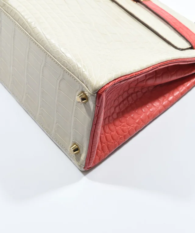 Hermès Kelly 32 HSS Beton / Geranium Matte alligator GHW #X (2016) in Crocodile from Luxury Promise, photo 11 of 20