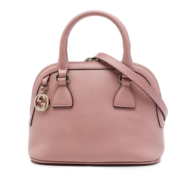 Pink Gucci Mini Calfskin GG Charm Dome Satchel in Pink Calfskin from Designer Revival