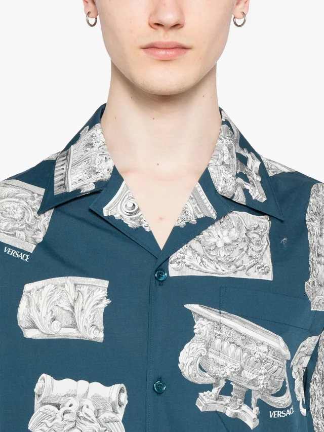 Versace cotton poplin shirt in Blue, photo 5 of 5 from FARFETCH