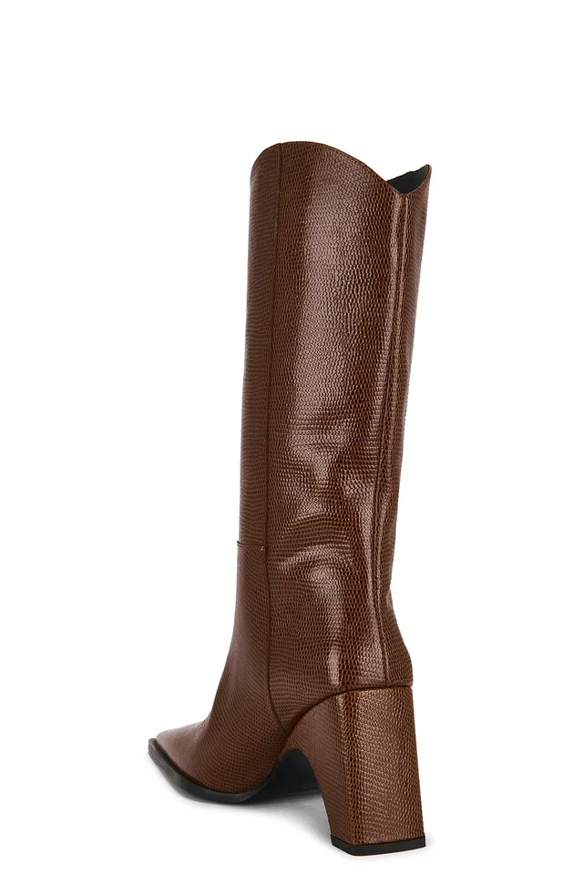 Coperni Lizard Print Cowboy Bridge Boot in Brown Camel, photo 3 of 5 from REVOLVE (Canada)