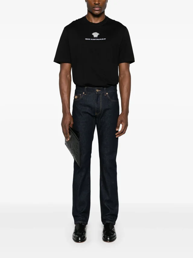 Versace embroidered cotton-jersey T-shirt, photo 2 of 2 from FARFETCH