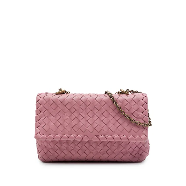 Pink Bottega Veneta Small Nappa Intrecciato Olimpia Shoulder Bag in Pink Nappa leather from Designer Revival