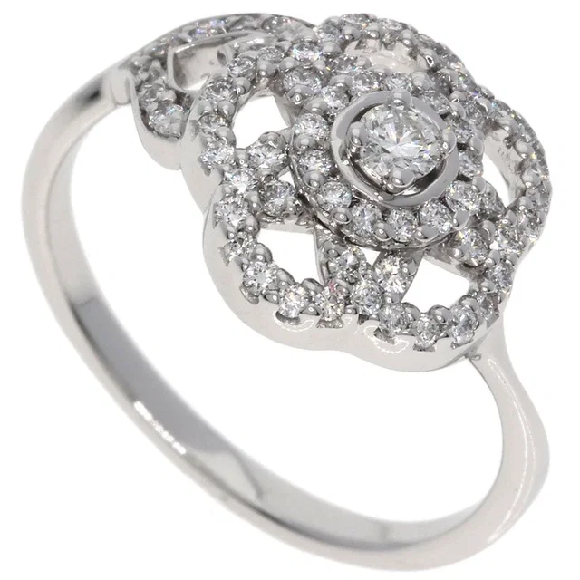 Chanel Camellia Collection Diamond Ring 18K White Gold in White from The Reluxe