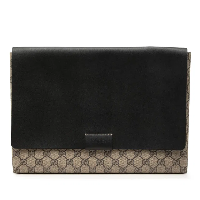 Black Gucci Large GG Supreme Clutch in Black Coated canvas from Designer Revival, photo 1 of 1