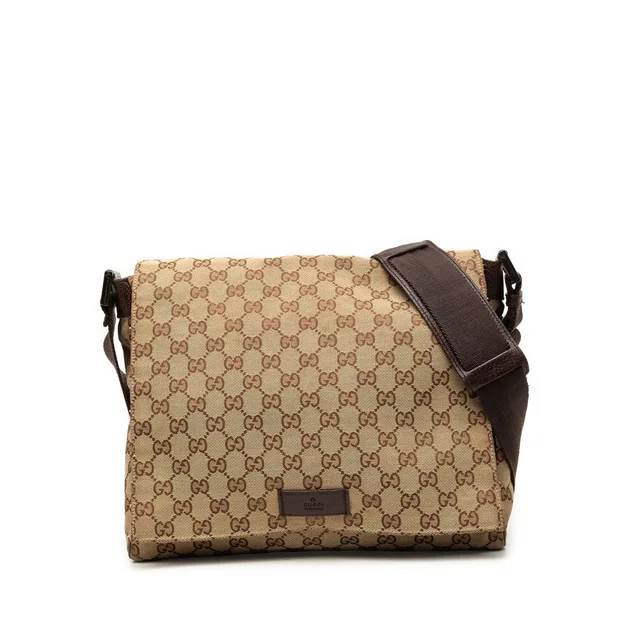 Beige Gucci GG Canvas Messenger Bag in Beige Canvas from Designer Revival