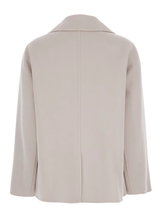 's maxmara Beige 'Margot' Double-breasted Jacket with Wide Notched Revers in Virgin Wool Women in Beige 100% Virgin Wool, photo 4 of 6 from Gaudenzi Boutique