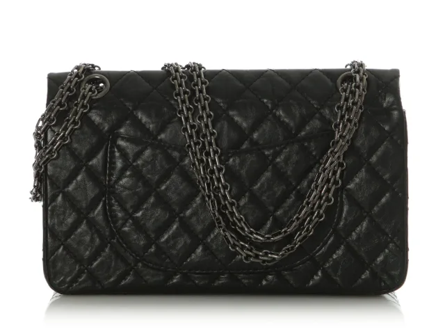Chanel Quilted Distressed Calfskin Reissue 225 in Black Calfskin from Ann's Fabulous Finds, photo 5 of 10