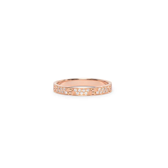 Cartier Rose Gold & Pave Diamond Mini Model Love Ring in Pink from Blue Spinach