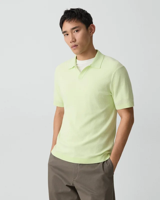 Theory Brenan Polo Shirt in Light Bilen in FADED LIME 62% Viscose, 38% Polyester; Exclusive Of Elastic, photo 10 of 14 from Theory