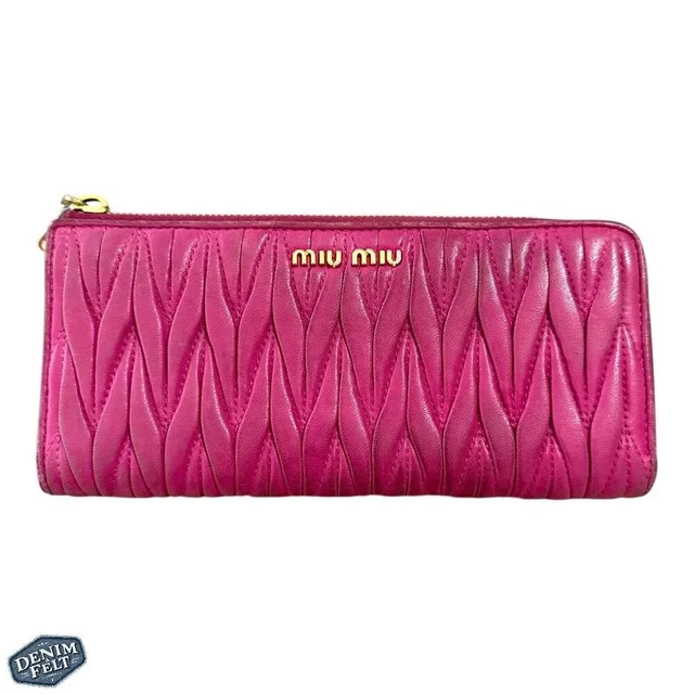 Miu Miu Fuchsia/Pink Matelasse Lux Long Zip Around Wallet in gold|pink Leather from Poshmark