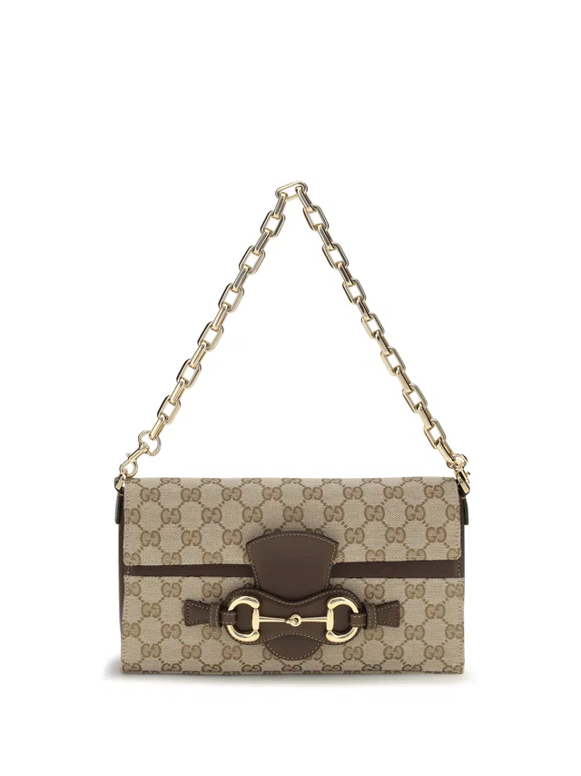 Gucci Horsebit Ristretto Shoulder Bag — Beige Fabric in Beige Canvas from HEWI