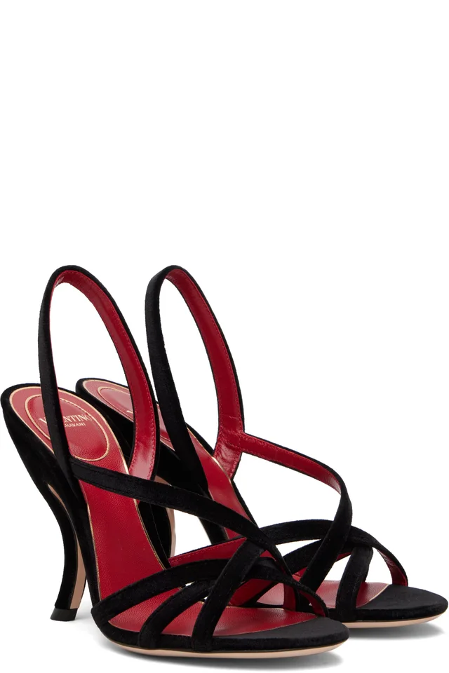 Valentino Garavani Black Fetishique Heeled Sandals, photo 4 of 4 from SSENSE