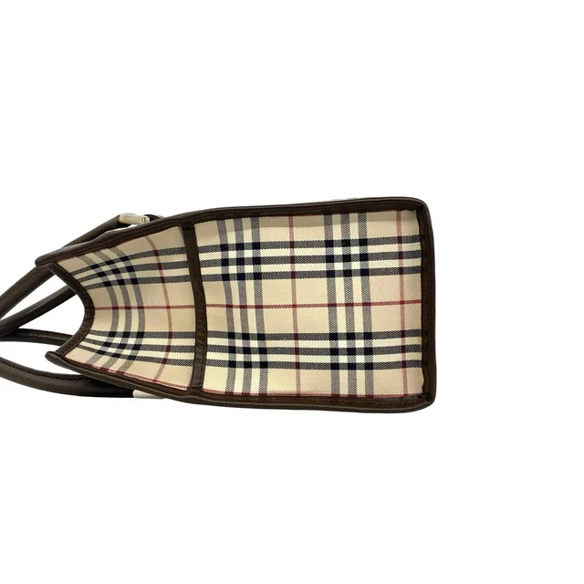 Burberry Check Canvas Leather Handbag in Brown Canvas from LuxUness, photo 2 of 2