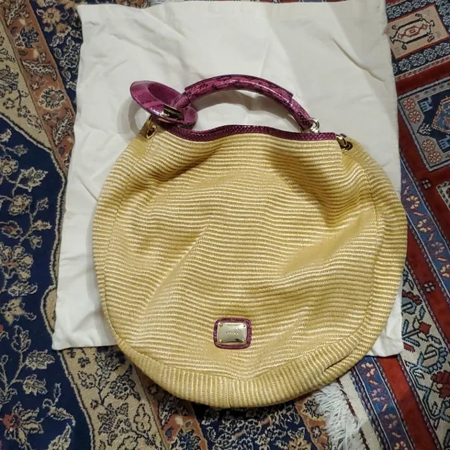 Jimmy Choo Raffia Straw Tote in pink Raffia from Poshmark