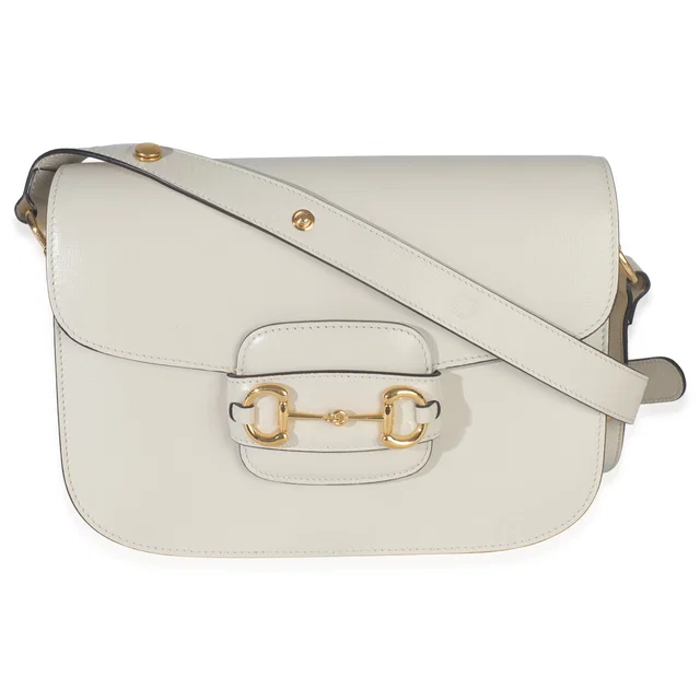 Gucci Mystic White Azalea Calfskin Horsebit Small 1955 Shoulder Bag Leather Handbag in White Calfskin from HEWI