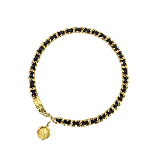 Chanel Vintage Chain Belt Leather Cocomark Accessory in Leather from Luxury Promise